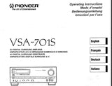PIONEER VSA-701S AV DIGITAL SURROUND AMPLIFIER OPERATING INSTRUCTIONS 98 PAGES ENG FR DE IT