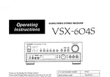 PIONEER VSX-604S AV STEREO RECEIVER OPERATING INSTRUCTIONS 34 PAGES ENG