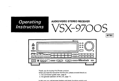 PIONEER VSX-9700S AV STEREO RECEIVER OPERATING INSTRUCTIONS 48 PAGES ENG