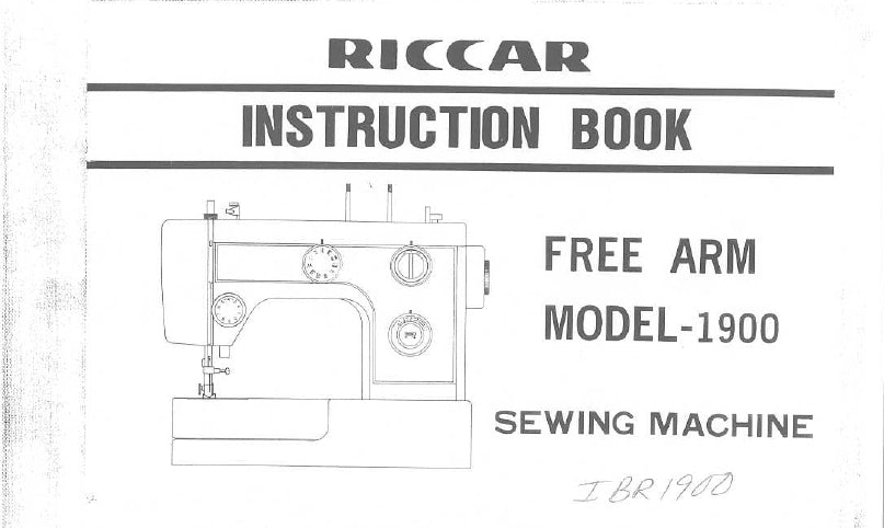 RICCAR 1900 SEWING MACHINE INSTRUCTION BOOK 33 PAGES ENG