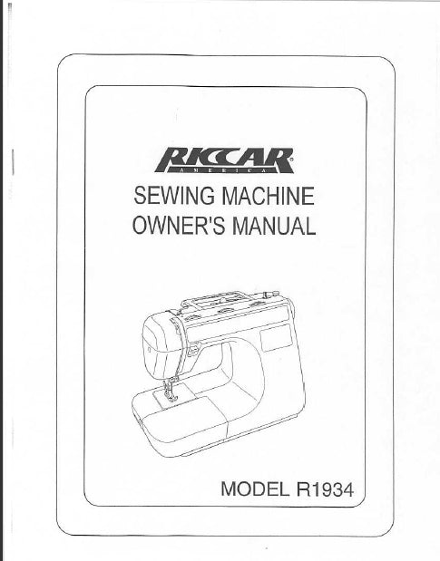 RICCAR R1934 SEWING MACHINE OWNERS MANUAL 68 PAGES ENGLISH