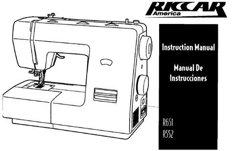 RICCAR R552 R651 SEWING MACHINE MAQUINA DE COSER INSTRUCTION MANUAL MANUAL DE INSTRUCCIONES 68 PAGES ENG ESP