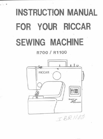 RICCAR R700 R1100 SEWING MACHINE INSTRUCTION MANUAL 32 PAGES ENG