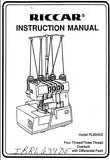 RICCAR RL634DE OVERLOCK SEWING MACHINE INSTRUCTION MANUAL 22 PAGES ENG