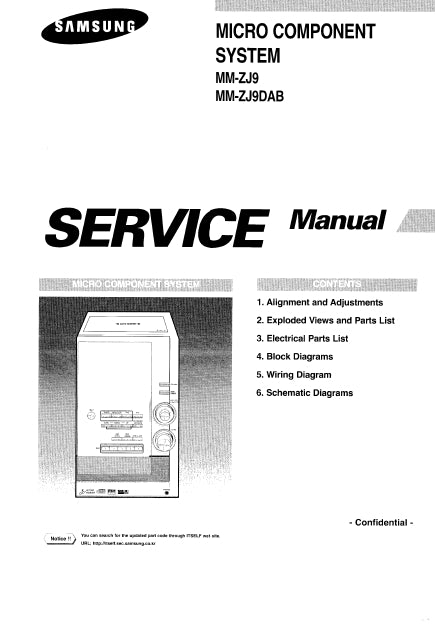 SAMSUNG MM-ZJ9 MM-ZJ9DAB MICRO COMPONENT SYSTEM SERVICE MANUAL INC SCHEMATIC DIAGRAMS 25 PAGES ENG