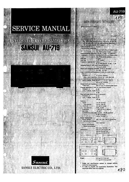 SANSUI AU-719 INTEGRATED STEREO AMPLIFIER SERVICE MANUAL ENGLISH