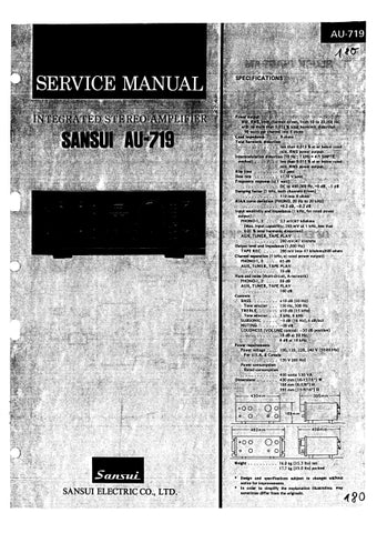 SANSUI AU-719 INTEGRATED STEREO AMPLIFIER SERVICE MANUAL ENGLISH