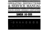 SANSUI AU-999 SOLID STATE STEREO AMPLIFIER OPERATING INSTRUCTIONS AND SERVICE MANUAL INC SCHEMATIC DIAGRAMS 39 PAGES ENG