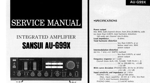 SANSUI AU-G99X INTEGRATED AMPLIFIER SERVICE MANUAL ENGLISH