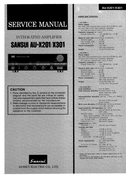 SANSUI AU-X201 AU-X301 INTEGRATED AMPLIFIER SERVICE MANUAL ENGLISH