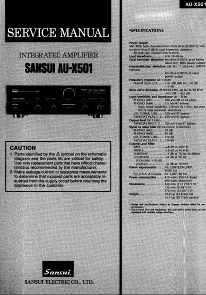 SANSUI AU-X501 INTEGRATED AMPLIFIER SERVICE MANUAL ENGLISH