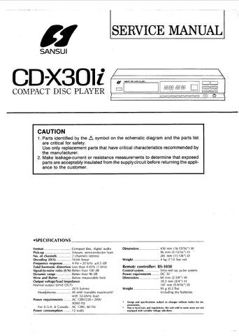 SANSUI CD-X301i CD PLAYER SERVICE MANUAL ENGLISH