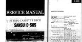 SANSUI D-505 STEREO CASSETTE DECK SERVICE MANUAL 38 PAGES ENG