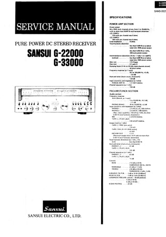 SANSUI G-22000 G-33000 PURE POWER DC STEREO RECEIVER SERVICE MANUAL ENGLISH