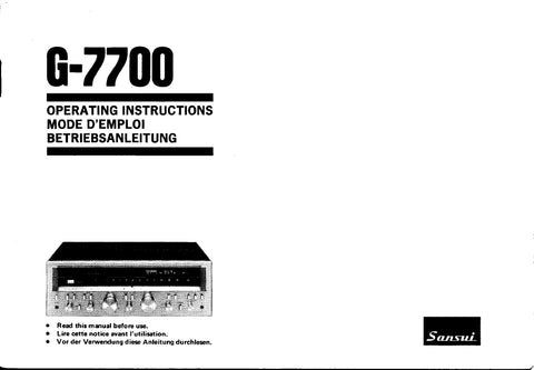 SANSUI G-7700 PURE POWER DC STEREO RECEIVER OPERATING INSTRUCTIONS MODE D'EMPLOI BETRIEBSANLEITUNG ENG FRANC DEUT