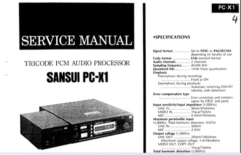 SANSUI PC-X1 TRICODE PCM AUDIO PROCESSOR SERVICE MANUAL ENGLISH