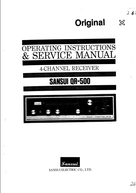 SANSUI QR-500 4 CHANNEL RECEIVER OPERATING INSTRUCTIONS AND SERVICE MANUAL