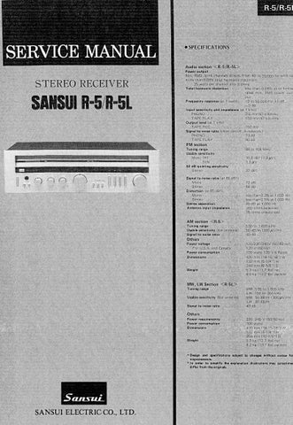 SANSUI R-5 R-5L STEREO RECEIVER SERVICE MANUAL IN ENGLISH