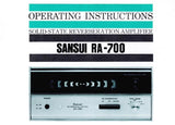 SANSUI RA-700 REVERBERATION AMPLIFIER OPERATING INSTRUCTIONS ENG