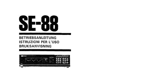 SANSUI SE-88 GRAPHIC EQUALIZER BETRIEBSANLEITUNG DEUT