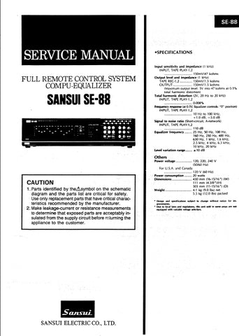 SANSUI SE-88 COMPU EQUALIZER SERVICE MANUAL IN ENGLISH