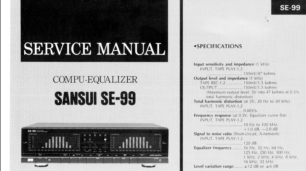 SANSUI SE-99 COMPU EQUALIZER SERVICE MANUAL IN ENGLISH