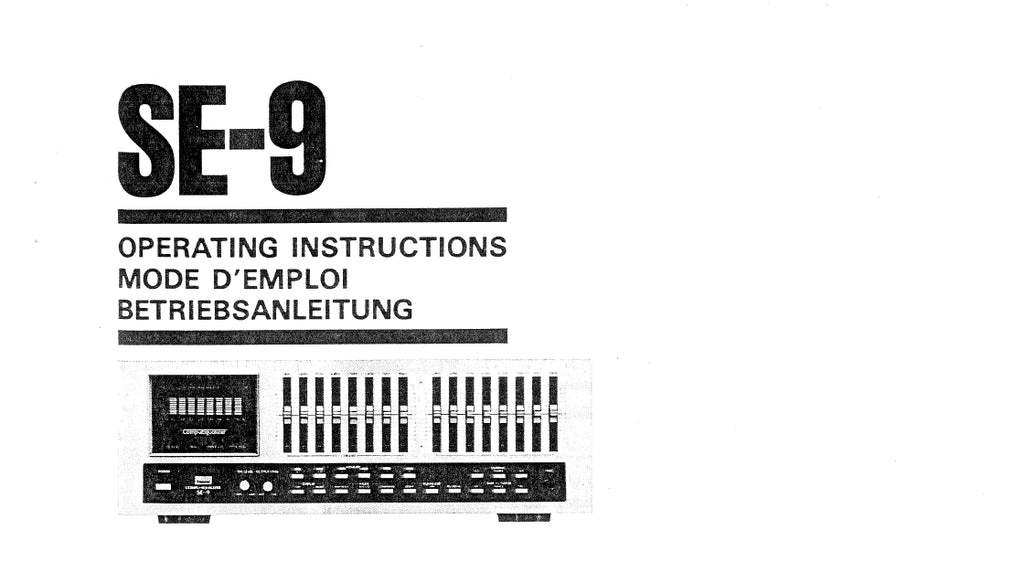 SANSUI SE-9 GRAPHIC EQUALIZER OPERATING INSTRUCTIONS MODE D'EMPLOI BETRIEBSANLEITUNG ENG FRANC DEUT