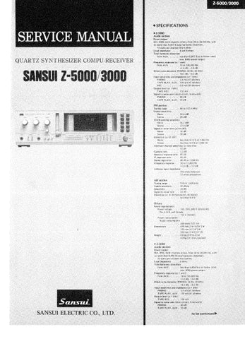 SANSUI Z-5000 Z-3000 QUARTZ SYNTHESIZER COMPU-RECEIVER SERVICE MANUAL