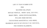 SINGER 107W35 SEWING MACHINE LIST OF PARTS COMPLETE 15 PAGES ENG