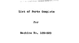 SINGER 109-520 SEWING MACHINE LIST OF PARTS 13 PAGES ENG