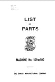 SINGER 109W100 SEWING MACHINE LIST OF PARTS 25 PAGES ENG