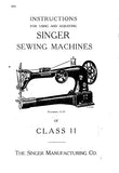 SINGER 11-17 CLASS 11 SEWING MACHINE INSTRUCTIONS FOR USING AND ADJUSTING 11 PAGES ENG