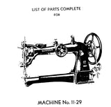 SINGER 11-29 SEWING MACHINE PARTS LIST 15 PAGES ENG