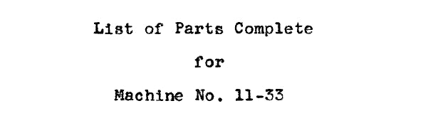 SINGER 11-33 SEWING MACHINE LIST OF PARTS COMPLETE 18 PAGES ENG