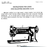 SINGER 111W114 SEWING MACHINE INSTRUCTIONS 3 PAGES ENG