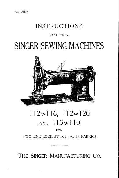 SINGER 112W116 112W120 113W110 SEWING MACHINES INSTRUCTIONS 16 PAGES ENG