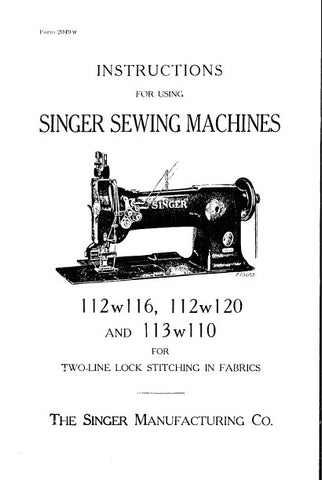 SINGER 112W116 112W120 113W110 SEWING MACHINES INSTRUCTIONS 16 PAGES ENG