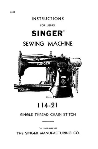 SINGER 114-21 SEWING MACHINE INSTRUCTIONS 7 PAGES ENG