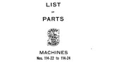 SINGER 114-22 114-23 114-24 SEWING MACHINE LIST OF PARTS 45 PAGES ENG
