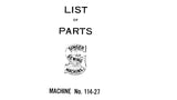 SINGER 114-27 SEWING MACHINE LIST OF PARTS 36 PAGES ENG