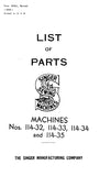 SINGER 114-32 114-33 114-34 114-35 SEWING MACHINE LIST OF PARTS 43 PAGES ENG