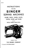 SINGER 114-50 TO 114-56 SEWING MACHINES INSTRUCTIONS 6 PAGES ENG