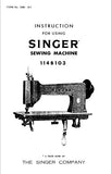 SINGER 114B103 SEWING MACHINE INSTRUCTIONS 9 PAGES ENG