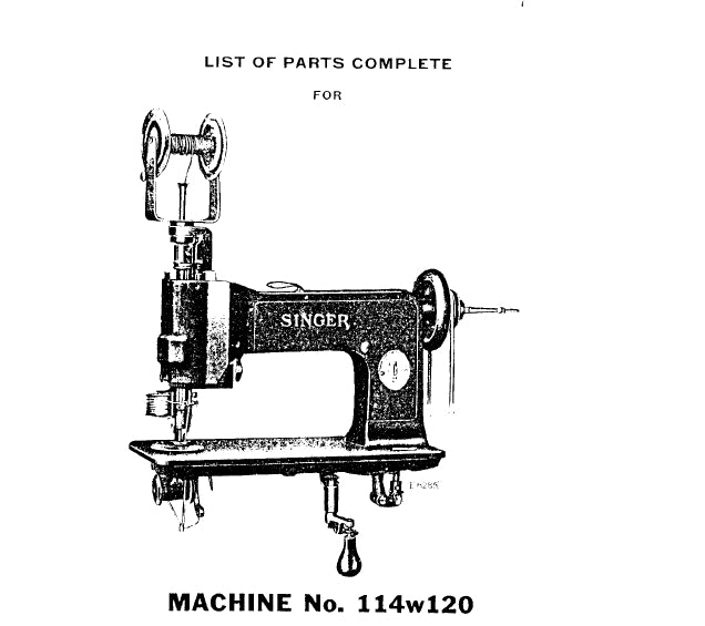 SINGER 114W120 SEWING MACHINE LIST OF PARTS COMPLETE 21 PAGES ENG