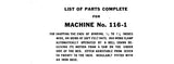 SINGER 116-1 SEWING MACHINE LIST OF PARTS COMPLETE 20 PAGES ENG
