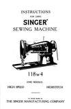 SINGER 118W4 SEWING MACHINE INSTRUCTIONS 10 PAGES ENG