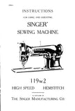 SINGER 119W2 SEWING MACHINE INSTRUCTIONS FOR USING AND ADJUSTING 16 PAGES ENG