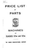 SINGER 121W 122W SEWING MACHINE LIST OF PARTS 48 PAGES ENG