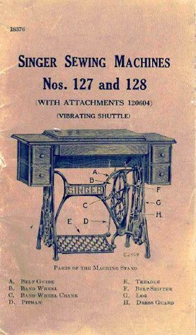 SINGER 127 128 SEWING MACHINE INSTRUCTIONS BOOK 18 PAGES ENG