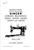 SINGER 12K221 12K222 12K223 12K224 12K225 SEWING MACHINES INSTRUCTIONS FOR USING AND ADJUSTING 10 PAGES ENG